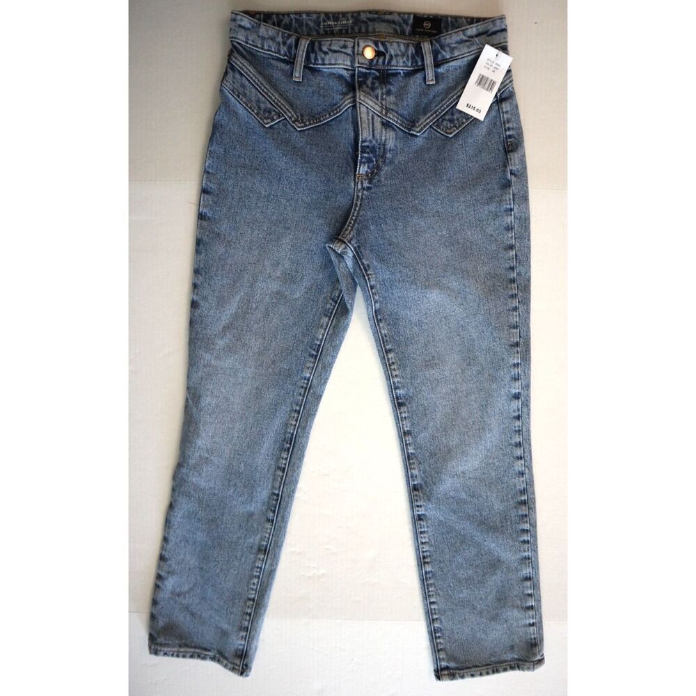 Adriano Goldschmied WMN Sz 26 Blue Chevron Isabelle HR Straight Crop Jeans